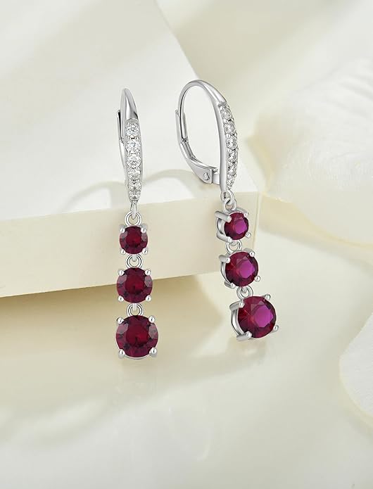 Starchenie Dangle Drop Earrings for Women 925 Sterling Silver Leverback Earrings Birthstone Jewelry