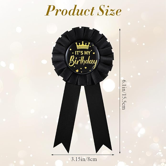 4 Pcs Happy Birthday Pin Birthday Queen Ribbon Buttons Happy Birthdays Badge Pins for Women Men Colorful Satin Corsage Fabric Birthdays Party Award Brooches Decorations Black 6.10 × 3.15 Inch