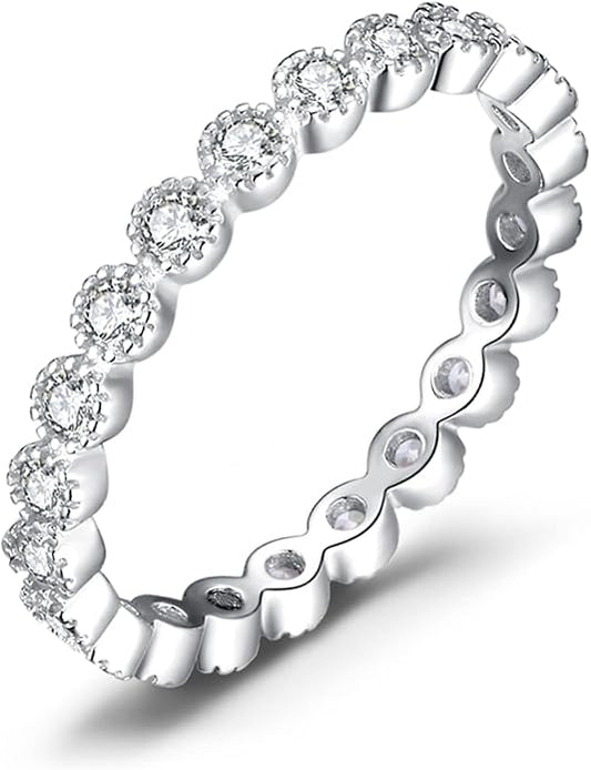 JewelryPalace 14K Gold Plated 925 Sterling Silver Rings for Women, Cubic Zirconia Promise Rings for Her, Stackable Wedding Bands Rings for Women Set Size 4-12