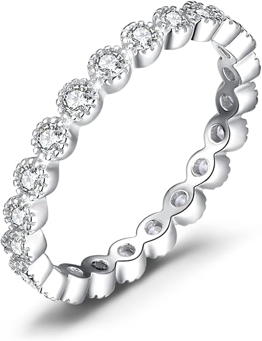 JewelryPalace 14K Gold Plated 925 Sterling Silver Rings for Women, Cubic Zirconia Promise Rings for Her, Stackable Wedding Bands Rings for Women Set Size 4-12