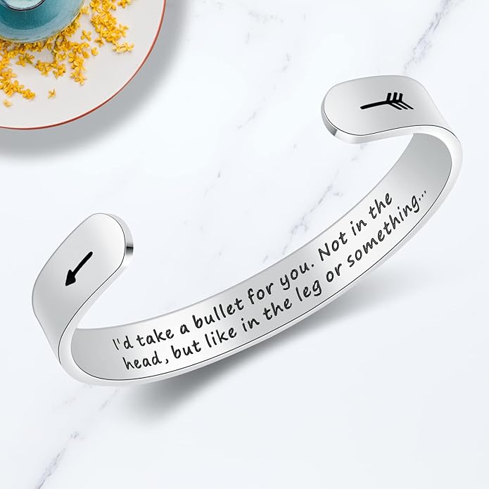TONY & SANDY Inspirational Bracelets for Women Teen Girls Personalized Gifts for Daughter Granddaughter Mom Sister Friends Stainless Steel Engraved Cuff Birthday Easter Christmas
