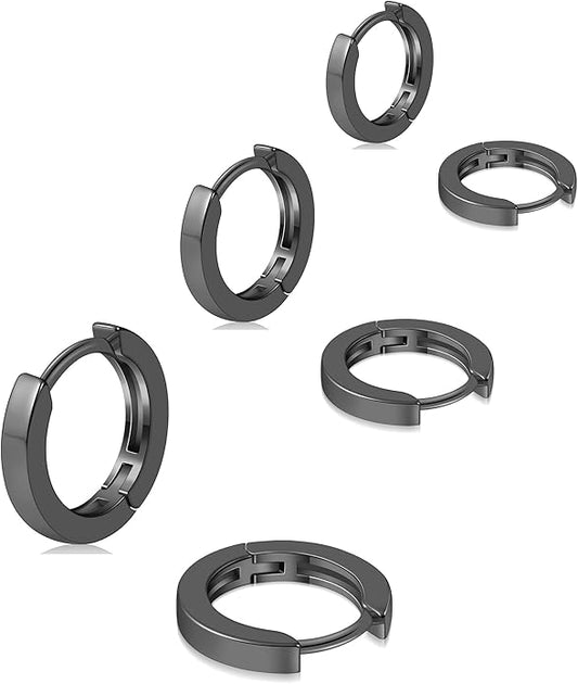 micuco 3 Pairs Small Hoop Earrings Set for Women, 14K Gold Plated Huggie Hoop Earrings for Men, Tiny Cartilage Hypoallergenic Earring Set