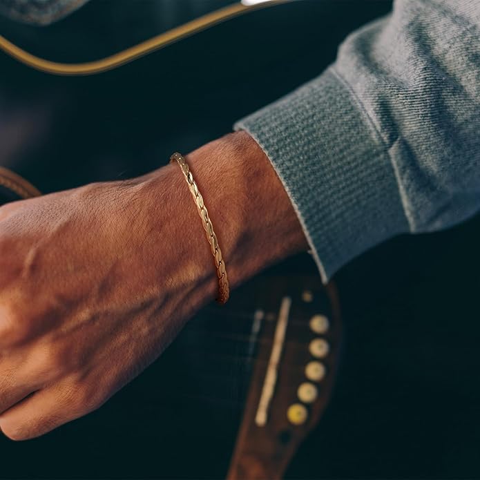 14K Gold Bracelets for Women Non Tarnish Gold Bracelets for Men Double Braided Chain Bracelet Delicate Gold Chain Bracelet Ideal Presents (6.5/7/7.5/8/9in)