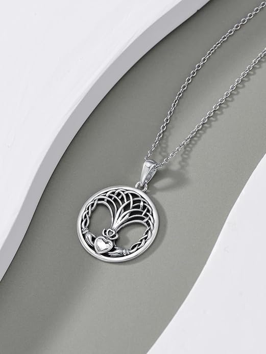 Seiyang 925 Sterling Silver Mustard Seed/Cross/Star of David/Triquetra Trinity Knot/Celtic/Claddagh Necklace Christian/Irish Jewelry Gifts for Women Mom Her