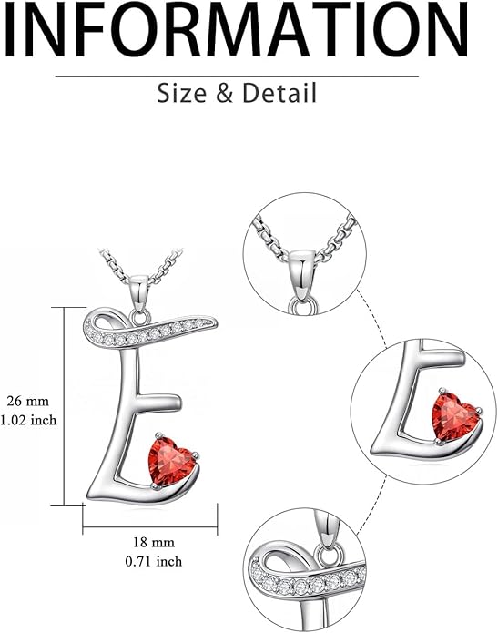 Christmas Gifts for Women Alphabet A to Z Initial Birthstone Pendant Necklaces for Women - 18k White Gold Plated Personalized Name Jewelry Valentine Mothers Day Birthday Gifts for Women Her Girlfriend