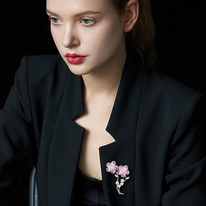 UNVAK Rhinestone Flower Brooch - Crystal Flower Pin for Women - Valentine's Day & Mother's Day Gift