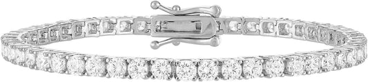 KISPER Tennis Bracelet for Women - 24K White Gold or Gold Plated Round Cut AAAAA CZ, 3mm/4mm Width, Elegant Jewelry Gift, 6.5/7/7.5 Inch