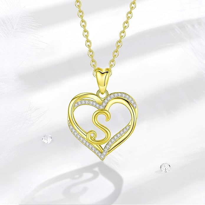 INFUSEU Unique Initial Necklaces for Women Girls Small Heart Letter Jewelry, Meaningful Personalized Gifts