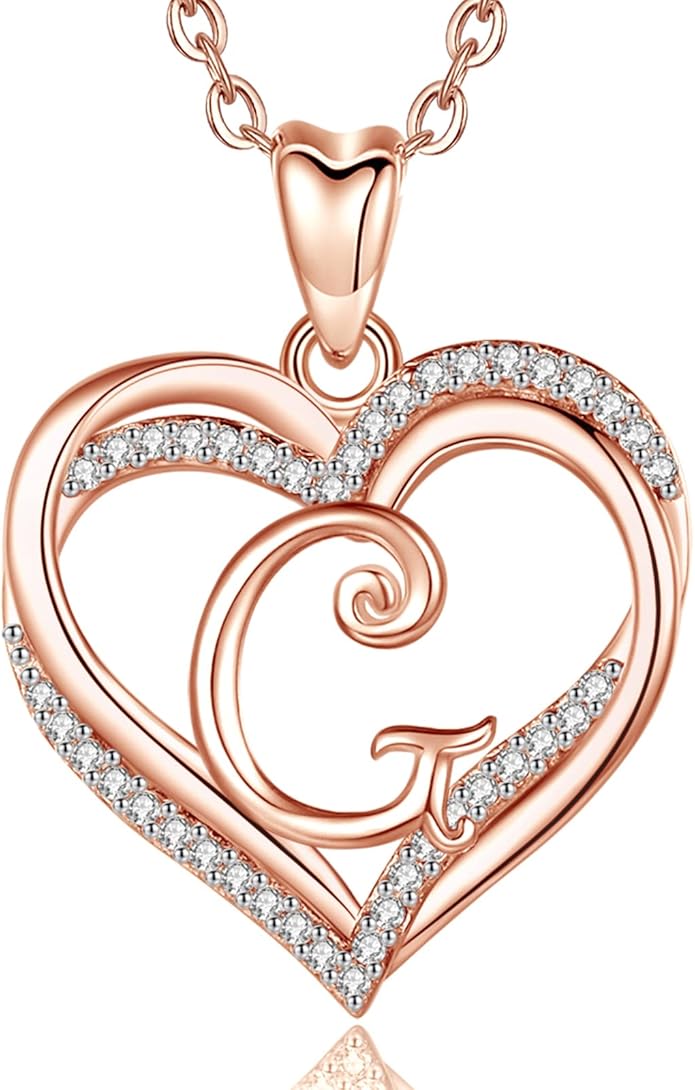 INFUSEU Unique Initial Necklaces for Women Girls Small Heart Letter Jewelry, Meaningful Personalized Gifts