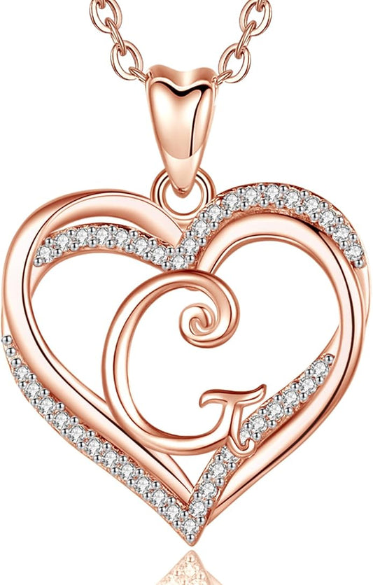 INFUSEU Unique Initial Necklaces for Women Girls Small Heart Letter Jewelry, Meaningful Personalized Gifts