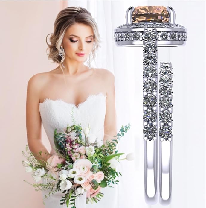 NANA Jewels Sterling Silver Engagement Rings for Women - Choose Simulated Morganite, Citrine, Aquamarine & More