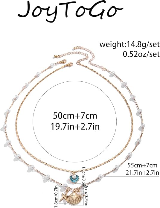 Gold Starfish Necklace for Women Beach Jewelry Accessories Sea Shell Beach Necklace Layered Starfish Pendant Beachy Ocean Necklaces Boho Cowrie Seashell Summer Necklaces Jewelry Gifts Trendy Stuff