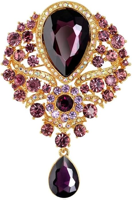 WCRAZYE Rhinestone Bridal Brooch for Women Delicate Sparkly Crystal Bouquet Flower Teardrop Brooch Pin Elegant Large Gorgeous Bouquet Brooch Pin Clothing Hat Bag Accessories Christmas Wedding Bridal Birthday Jewelry