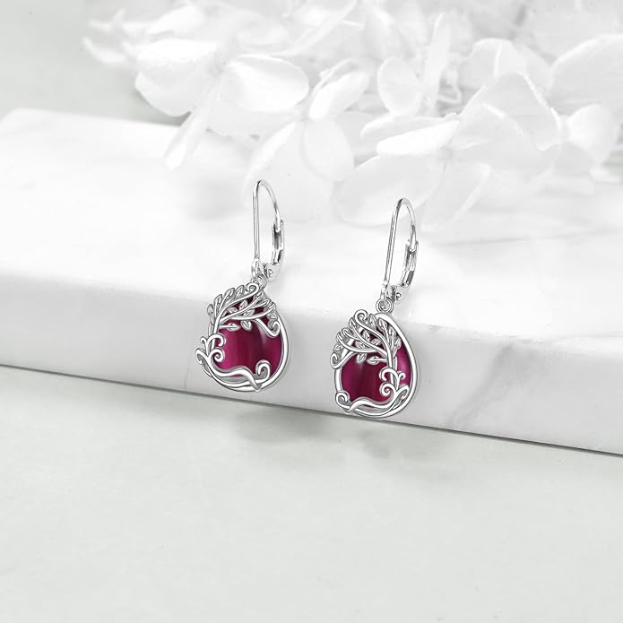 Moonstone Filigree Drop Dangle Teardrop Earrings 925 Sterling Silver Moonstone Leverback Earrings for Women Jewelry Gifts