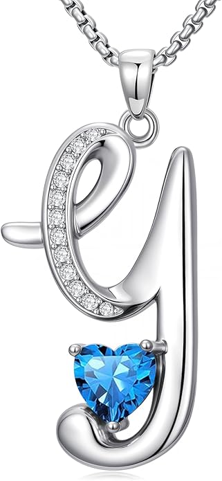 Christmas Gifts for Women Alphabet A to Z Initial Birthstone Pendant Necklaces for Women - 18k White Gold Plated Personalized Name Jewelry Valentine Mothers Day Birthday Gifts for Women Her Girlfriend