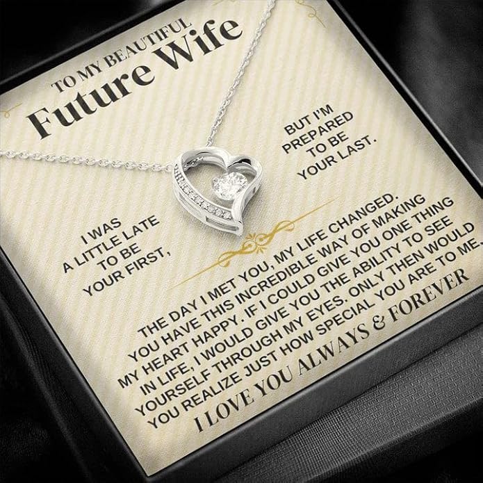 To My Future Wife Necklace - Promise Necklace For Her, Fiance Gifts For Her, Birthday Gifts For Future Wife With Message Card, To My Soulmate Necklace For Women Women Romantic Jewelry With Message Card, Gift Box