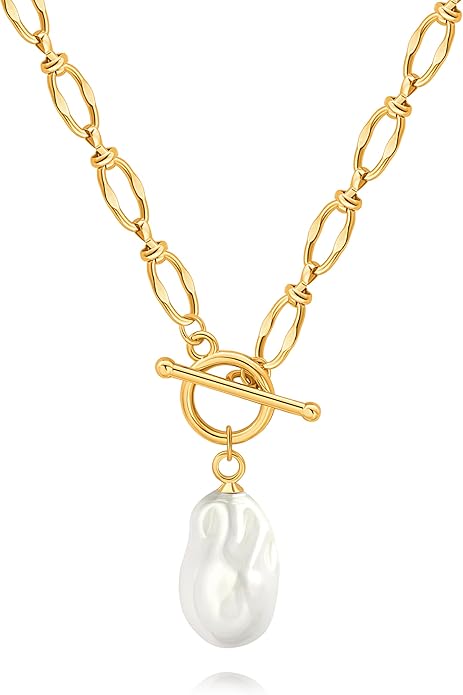 CANEVINKA Dainty Cross Medallion/Heart Pendant Chain Necklace 18K Gold Plated Oval Choker Fashion OT Toggle Jewelry Handmade for Women Simple Gold Charm Necklace