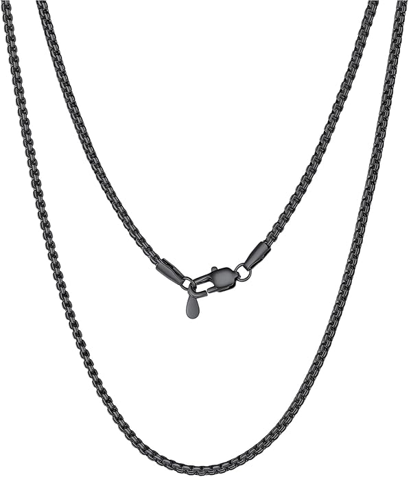 PROSTEEL Stylish Stainless Steel Round Link Chain Necklace for Men, 2mm/4mm/6mm/8mm. Silver/Gold/Black Tone, Hypoallergenic Jewelry, 14"-30", Come with Box