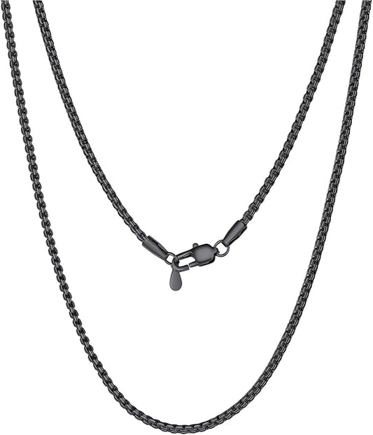 PROSTEEL Stylish Stainless Steel Round Link Chain Necklace for Men, 2mm/4mm/6mm/8mm. Silver/Gold/Black Tone, Hypoallergenic Jewelry, 14"-30", Come with Box