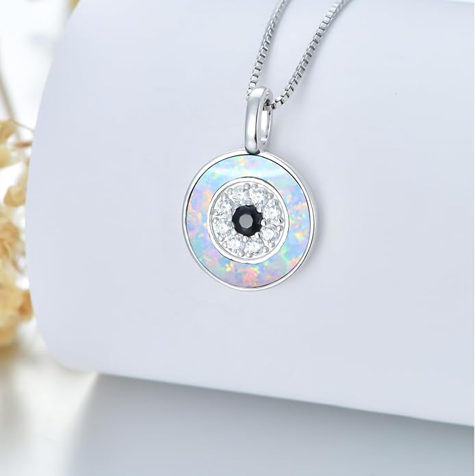 PEIMKO Evil Eye Necklace for Women 925 Sterling Silver Greek Protection Evil Eye Necklaces Jewelry Amulet Gift for Women