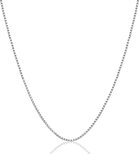 Savlano 925 Sterling Silver Solid 1.3MM Box Chain Necklace For Women & Men - Made in Italy Comes With a Gift Box