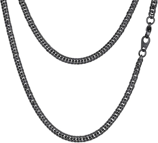 FindChic Men Curb Chain Necklace 18K Gold Plated/Stainless Steel/Black Chunky Double Tight Cuban Link Hip Hop Neck Chains for Men Boys 3.5MM/5MM/6MM/7MM/9MM/12MM 14''-30'' 8 Length Options (Send Gift Box)