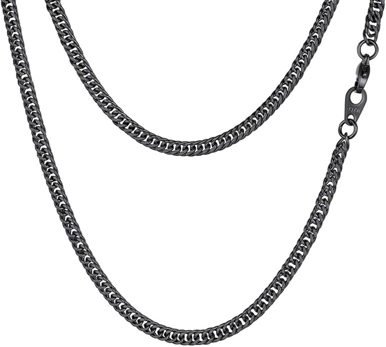 FindChic Men Curb Chain Necklace 18K Gold Plated/Stainless Steel/Black Chunky Double Tight Cuban Link Hip Hop Neck Chains for Men Boys 3.5MM/5MM/6MM/7MM/9MM/12MM 14''-30'' 8 Length Options (Send Gift Box)