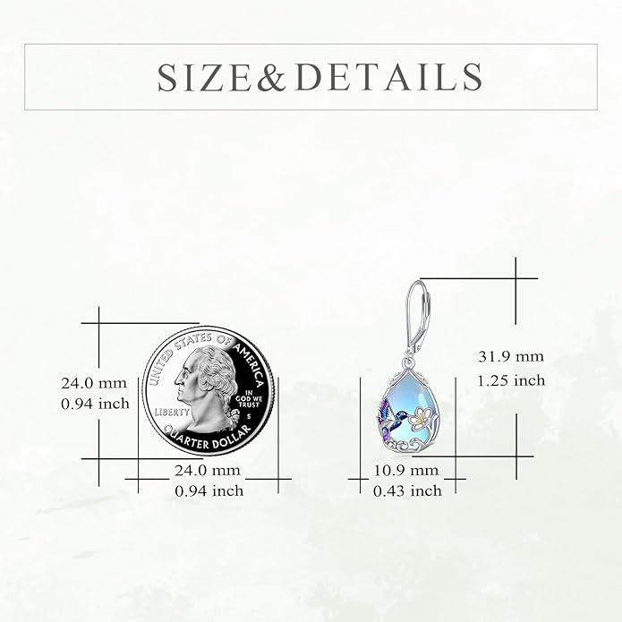 YFN Hummingbird Earrings Bird Dangle 925 Sterling Silver Jewelry Gifts for Women
