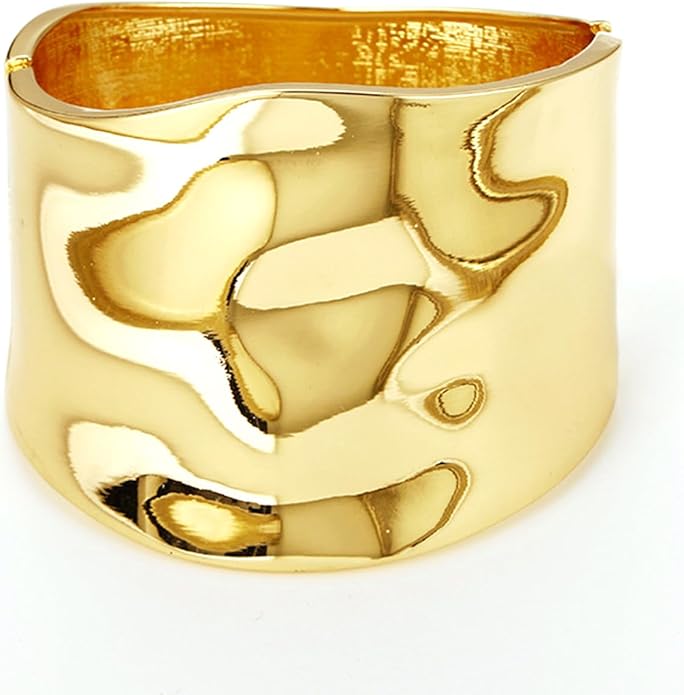 Bangle Bracelets for Women | 14K Gold Plated Trendy Wide Bracelets | Hinged Arm Cuff Bangles Chunky Bracelet for Women