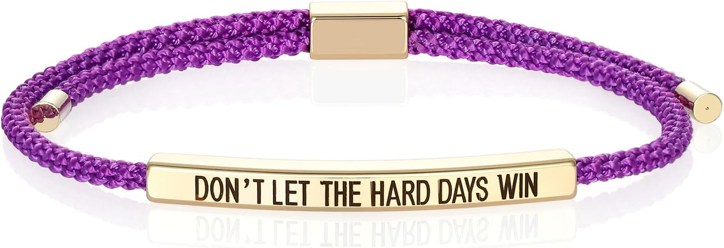 KHKINDPRO Dont Let The Hard Days Win Bracelet for Women Men, Handmade Braided Adjustable Wrap Stainless Steel To My Daughter/Best Friend Inspirational Gifts Ladies Jewelry