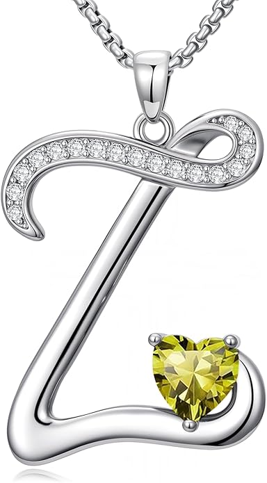 Christmas Gifts for Women Alphabet A to Z Initial Birthstone Pendant Necklaces for Women - 18k White Gold Plated Personalized Name Jewelry Valentine Mothers Day Birthday Gifts for Women Her Girlfriend
