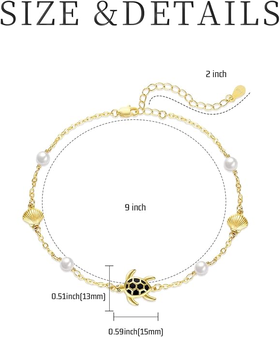 Sea Turtle/Starfish Anklet for Women 925 Sterling Silver Beach Anklet Bracelet Summer Jewelry Ocean Gifts for Beach Lovers Friends