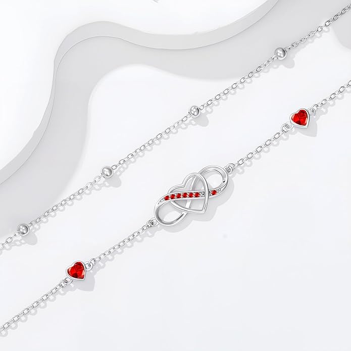 Anklet for Women 925 Sterling Silver Double Infinity Ankle Bracelet Waterproof Summer Jewelry Anniversary Birthday Gifts for Her