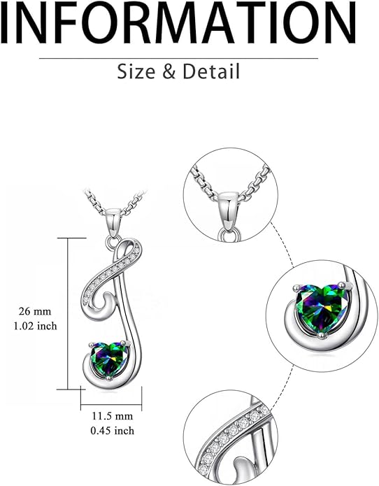 Christmas Gifts for Women Alphabet A to Z Initial Birthstone Pendant Necklaces for Women - 18k White Gold Plated Personalized Name Jewelry Valentine Mothers Day Birthday Gifts for Women Her Girlfriend