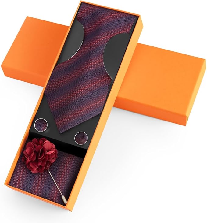 joy alice Ties Set Men Mixed Color Necktie Handkerchief Cufflinks Brooch 3.15 Formal