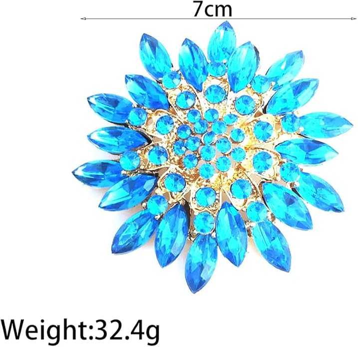 Rhinestone Large Flower Brooches Pins for Women Fashion Sparkly Crystal Sunflower Statement Brooch Unique Wedding Party Suit Dress Jewelry Accessories