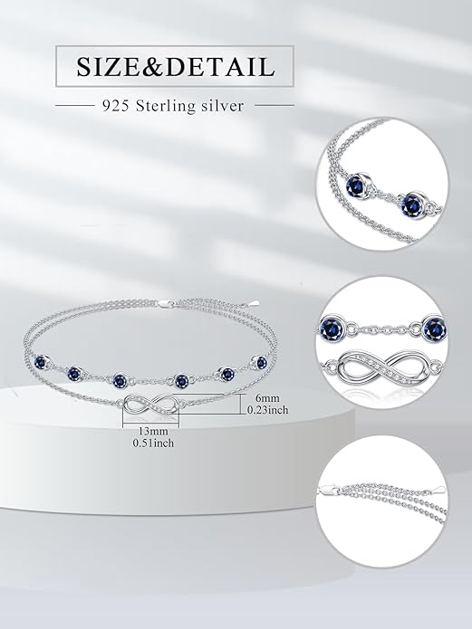 Dorunmo Anklet Bracelets For Women 925 Sterling Silver Birthstone/Infinity/Butterfly/Evil Eye/Turtle/Pineapple/Starfish/Heart Anklets Bracelets Jewelry Gifts for Women
