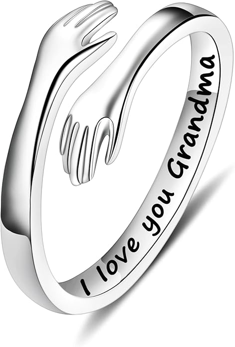 Yesteel Valentines Gifts for Kids Teen Girls - S925 Sterling Silver Hug Ring for Teen Girls Women, Adjustable Ring Jewelry Mothers Day Birthday Gifts for Daughters Mom Sister Wife Friends Grandma