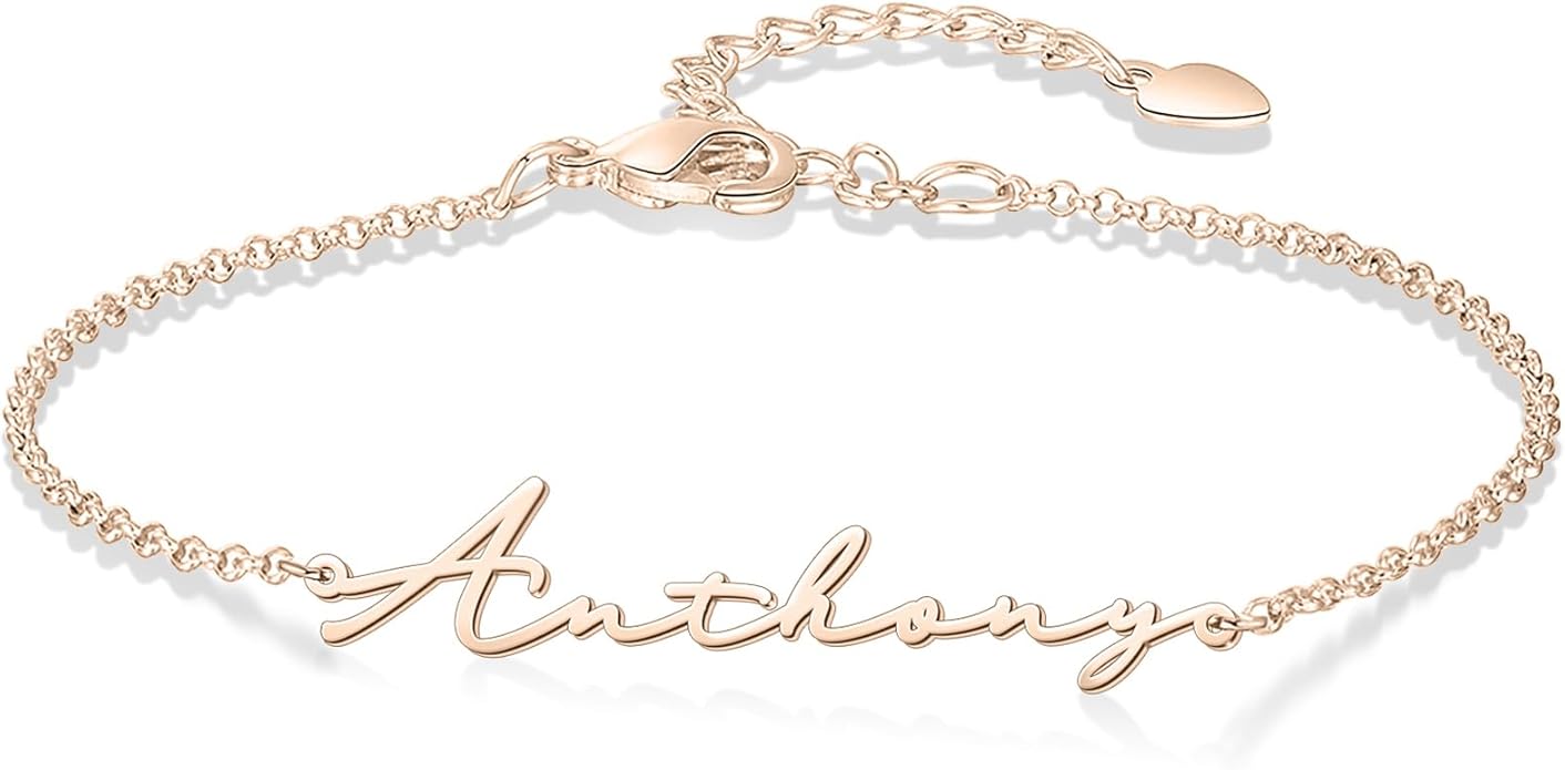 LucySky Custom Bracelets with 2 Names for Women, 925 Sterling Silver Adjustable Personalized Name Anklet, Custom Bracelets Summer Beach Jewelry Dainty Gifts for Wife, Sister, Friends