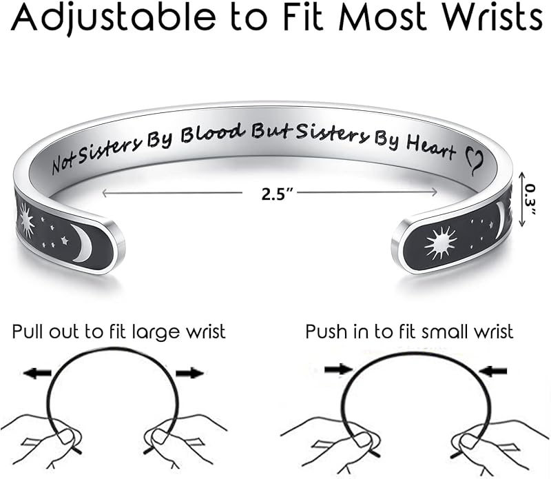 TONY & SANDY Inspirational Bracelets for Women Teen Girls Personalized Gifts for Daughter Granddaughter Mom Sister Friends Stainless Steel Engraved Cuff Birthday Easter Christmas