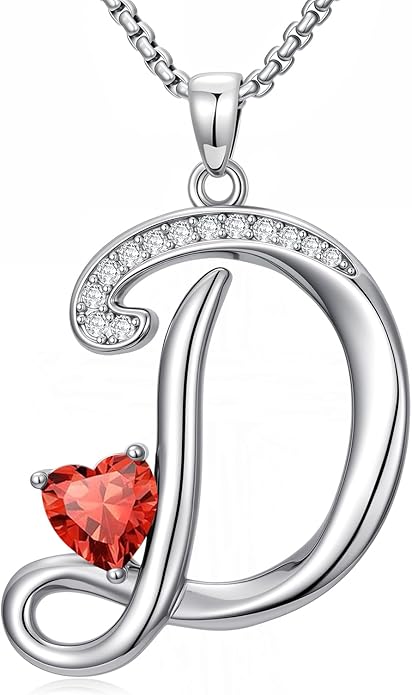 Christmas Gifts for Women Alphabet A to Z Initial Birthstone Pendant Necklaces for Women - 18k White Gold Plated Personalized Name Jewelry Valentine Mothers Day Birthday Gifts for Women Her Girlfriend