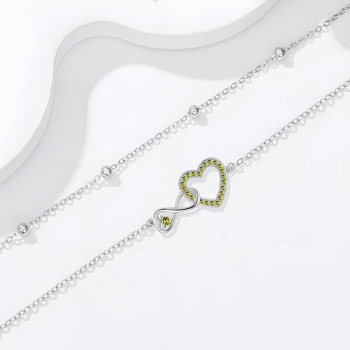 Anklet for Women 925 Sterling Silver Double Infinity Ankle Bracelet Waterproof Summer Jewelry Anniversary Birthday Gifts for Her
