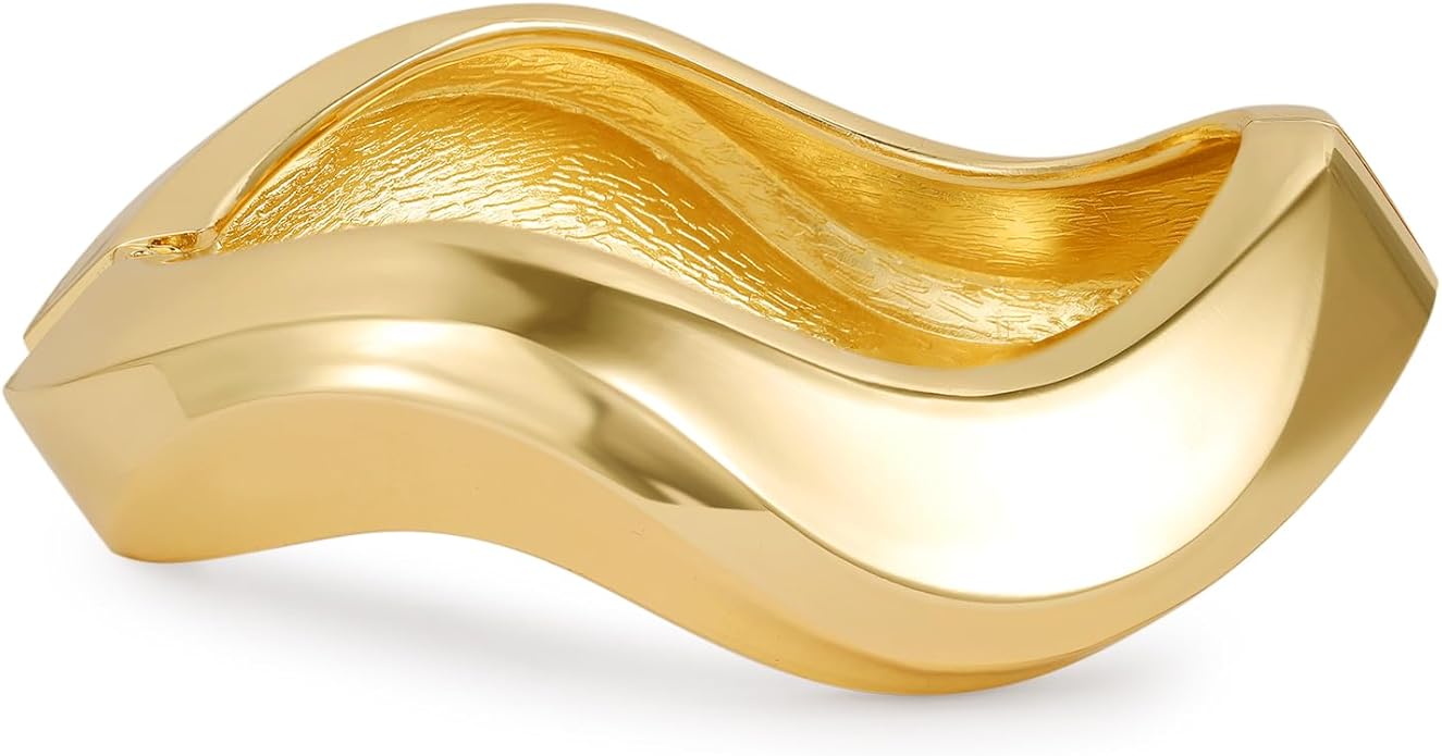 Bangle Bracelets for Women | 14K Gold Plated Trendy Wide Bracelets | Hinged Arm Cuff Bangles Chunky Bracelet for Women