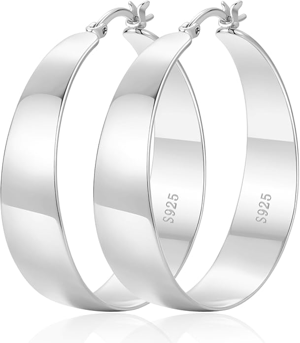 10MM Wide Thick Gold Hoop Earrings for Women Hypoallergenic 925 Sterling Silver Large Hoop Lightweight Chunky Hoops Earring for Women Jewelry Gifts