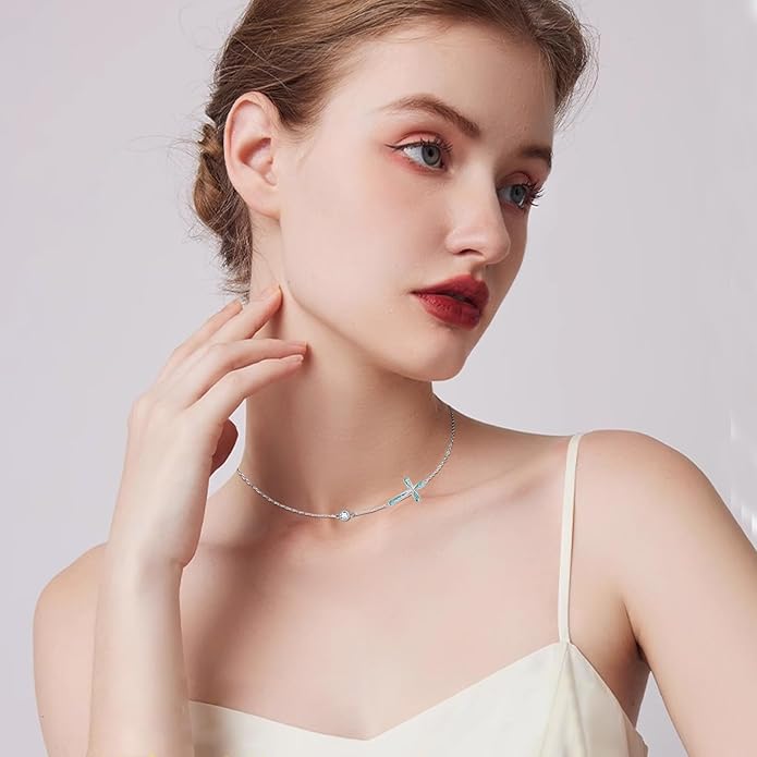 Cross Necklace for Women 925 Sterling Silver Cross Pendant Religious Christian Jewelry Faith Easter Gifts for Wife