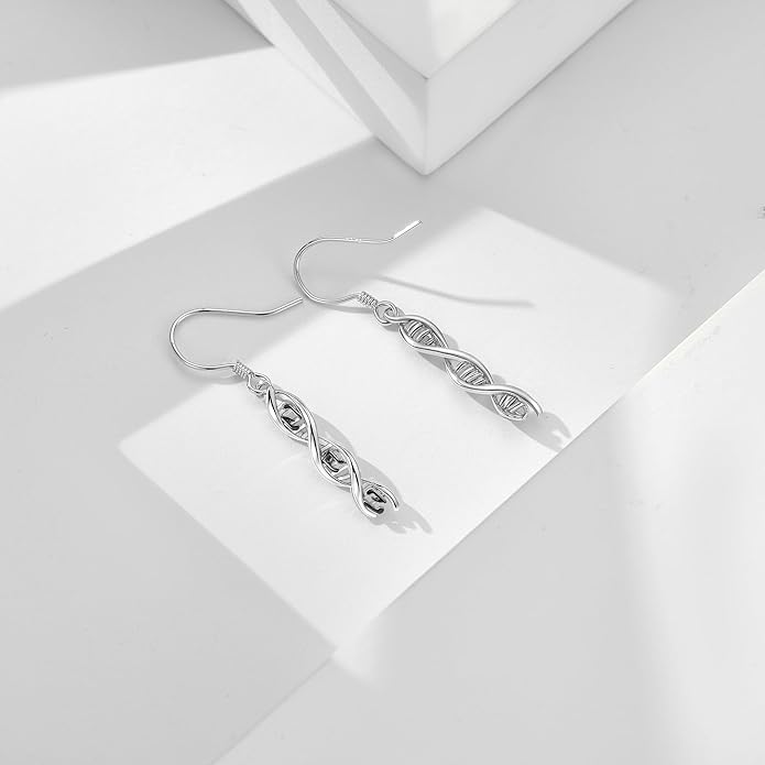 DNA Music/DNA/Piano/Moth/Sunflower/Trumpet Earring 925 Sterling Silver Astronaut/Raccoon/Moth/Sunflower Jewelry for Women