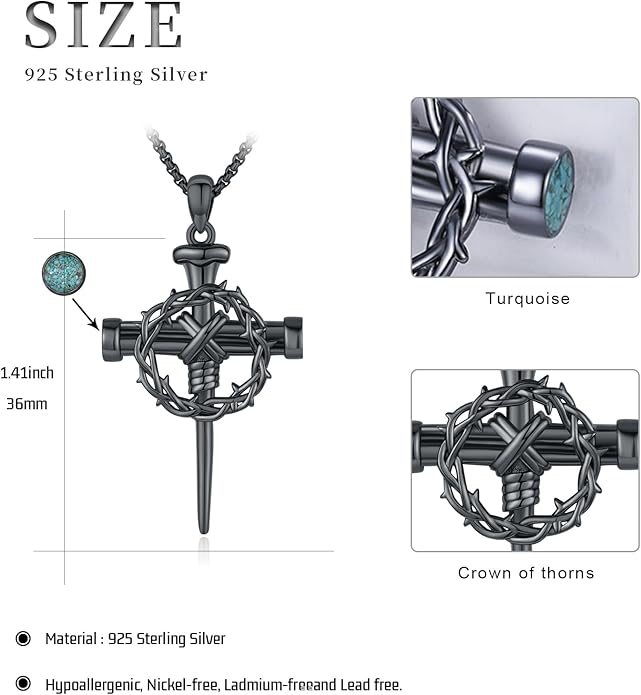 Cross Necklace for Men 925 Sterling Silver Celtic Cross Pendant Christian Jewelry Religious Christmas Gifts for Women