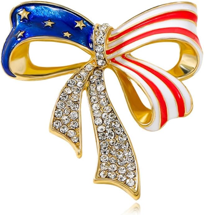 Enamel Brooch Pin For Women Men, Vintage American Flag Crystal Lapel Pin, Christmas Brooch Suit Dress Clips Accessory Gift