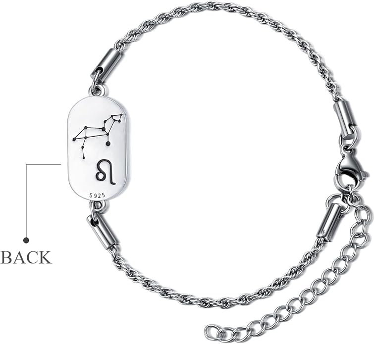 SIMONLY Zodiac Bracelet 925 Sterling Silver Constellation Anklet Horoscope Zodiac Jewelry Christmas Birthday Astrology Gifts for Women Men Unisex