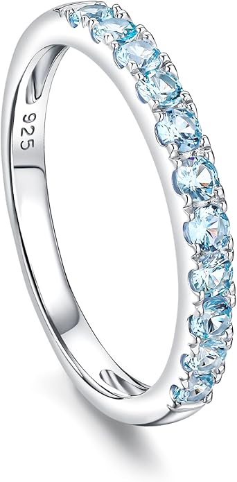 CAIDIKA Created Ruby/Sapphire/Emerald Stackable Rings for Women 14K Gold Plated/ 925 Sterling Silver 2.2mm Wedding Band Ring (with Gift Box)